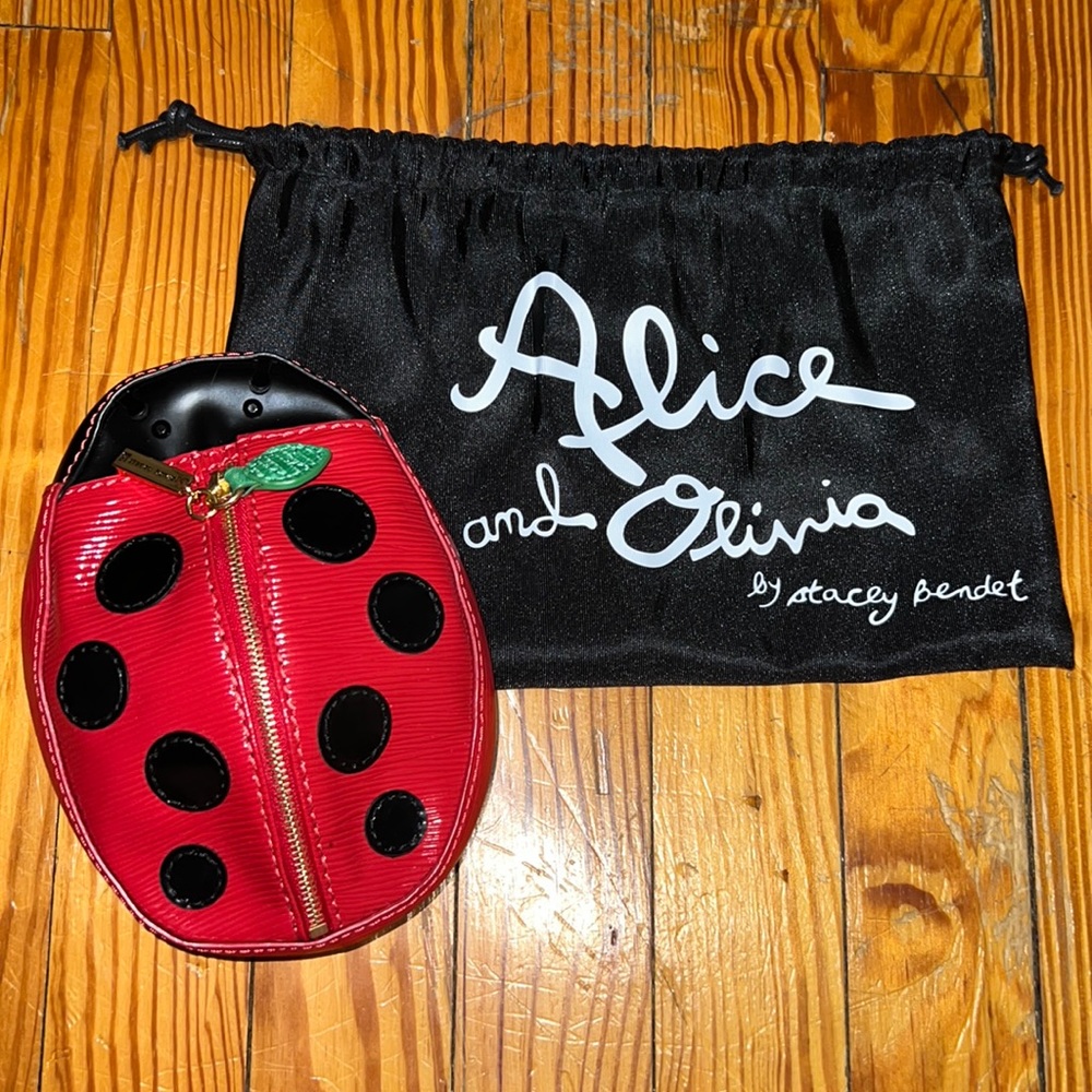 Alice + Olivia Red/Black Epi Leather Lady Bug Pouch